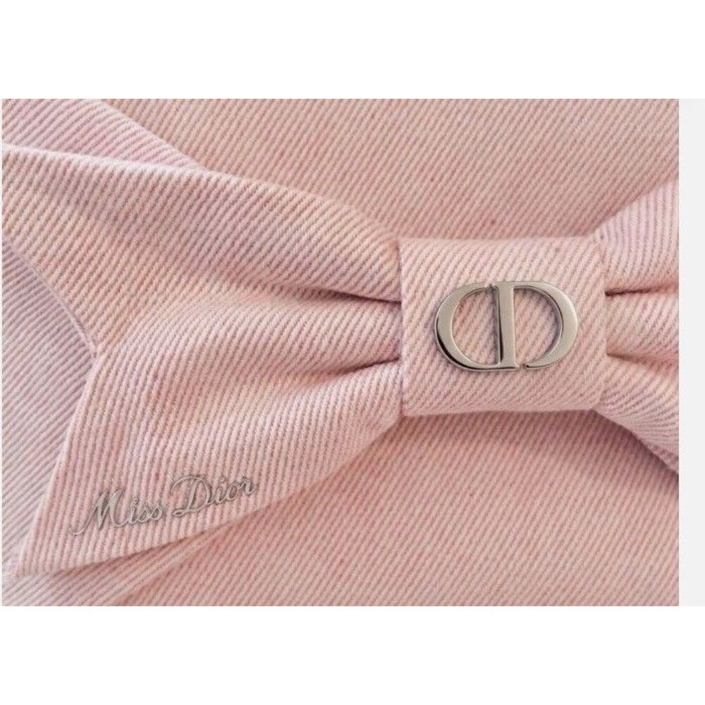 Dior Pink Bow Zippered Makeup Bag Pouch Zipper Cosmetic Case from JAPAN - Picture 3 of 5